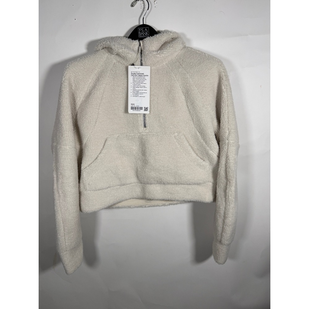 Lululemon Scuba Oversized Half-Zip Fleece Hoodie White Opal LW3FYTS XS/S